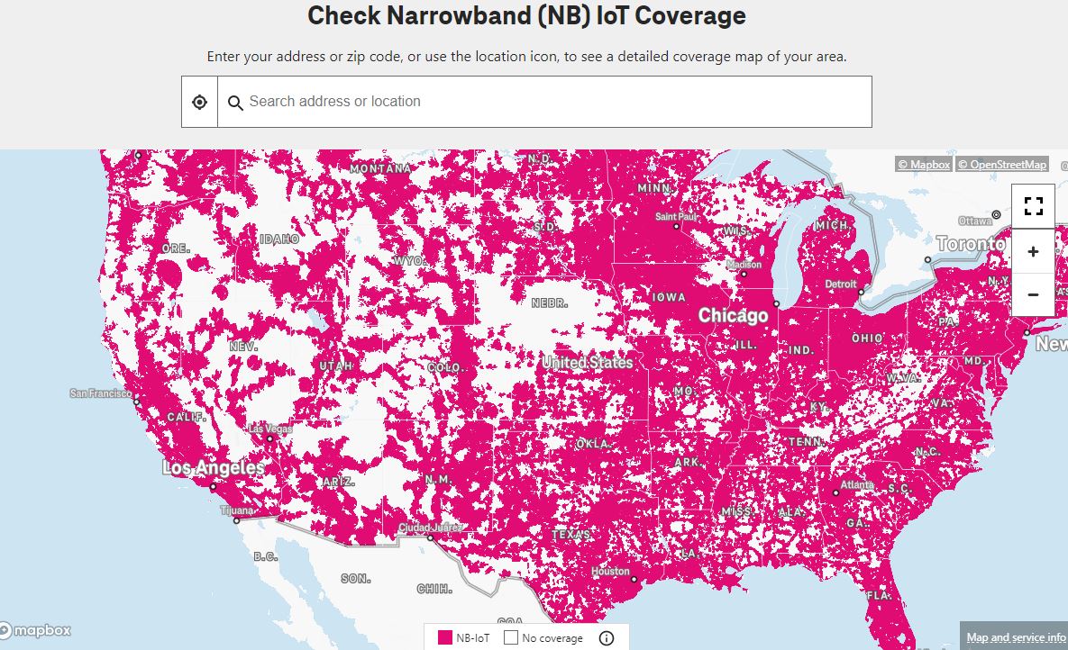 T-Mobile USA NB-IoT Coverage Map
